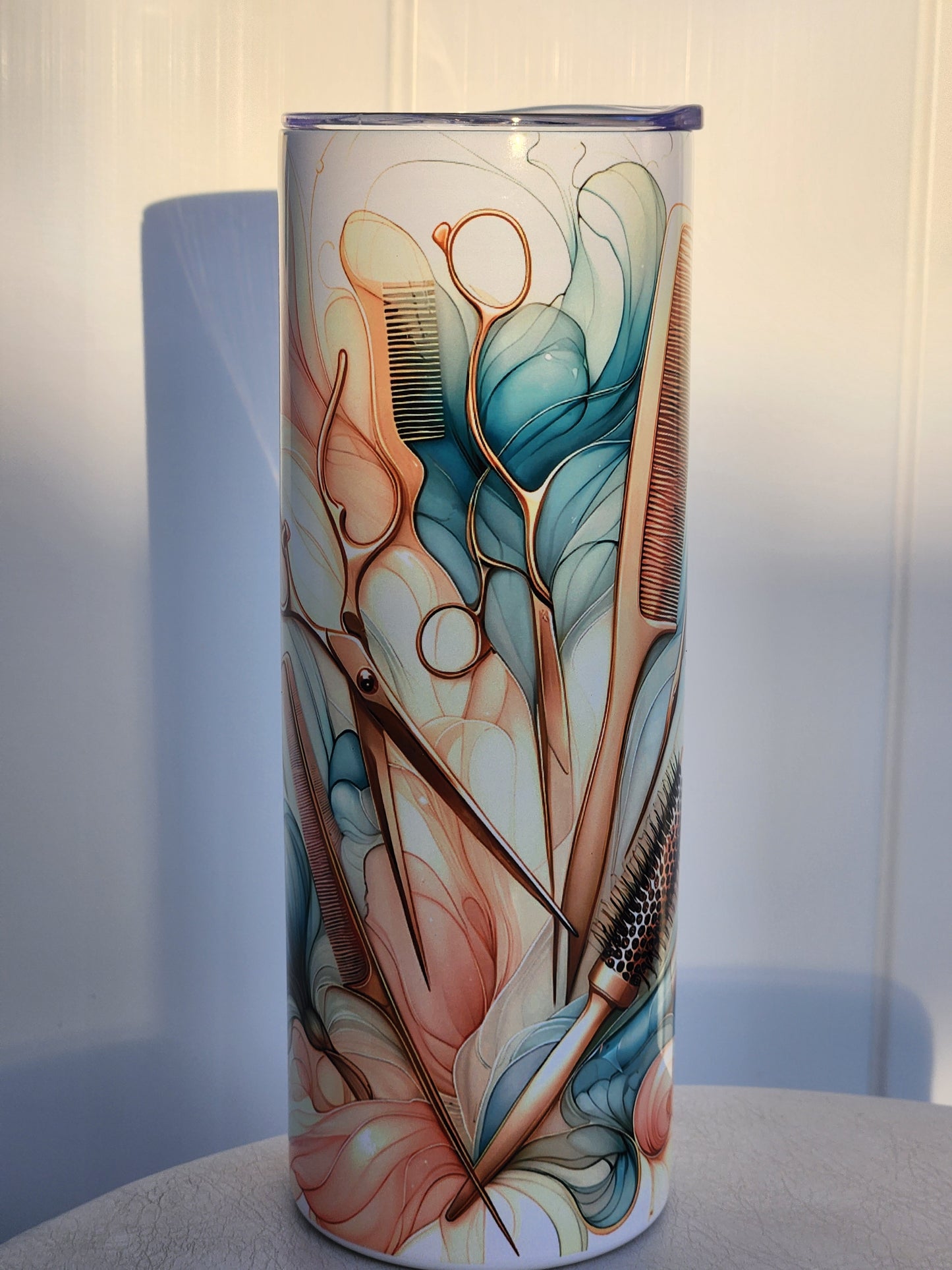 Blue, pink, and rose gold stylist 20 oz Tumbler