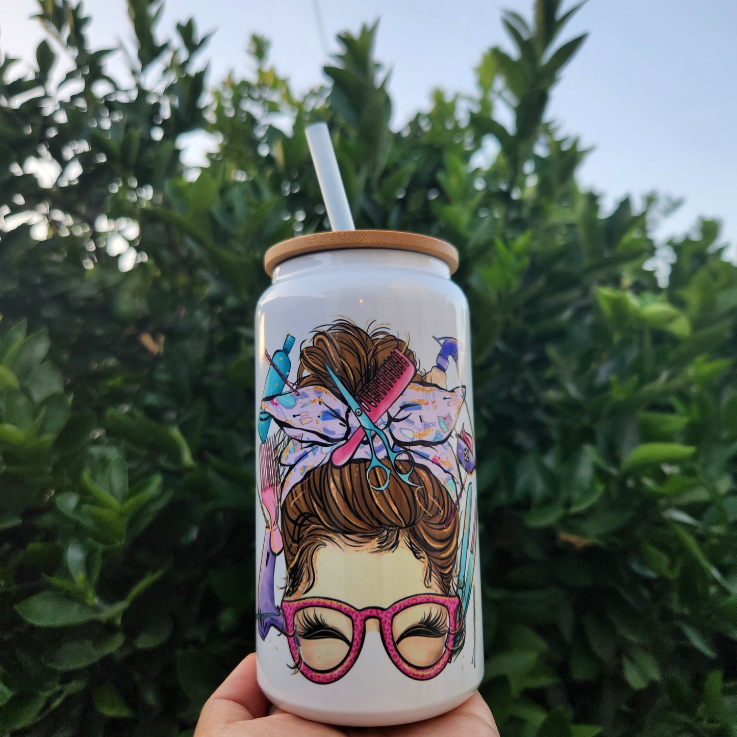 #Hairstylist 16 oz glass Tumbler