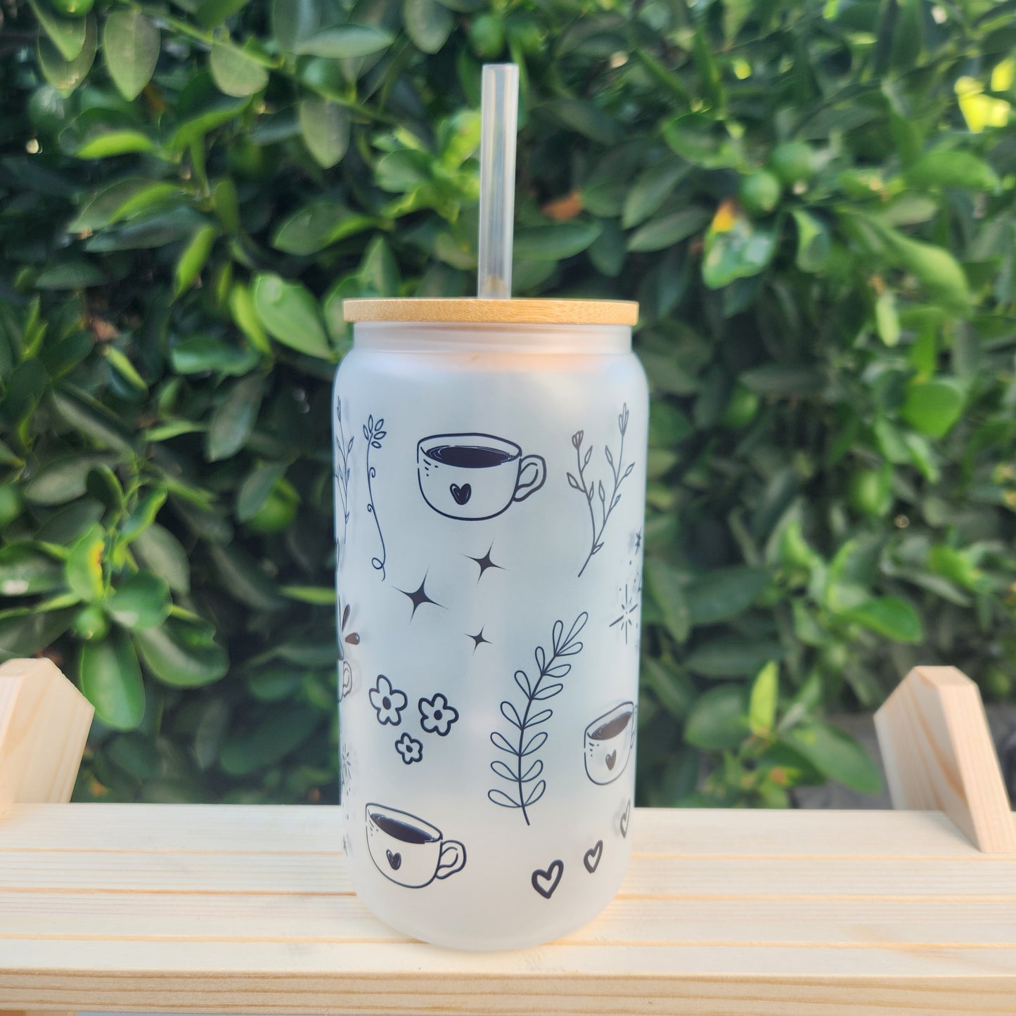 Coffee 16 oz Glass Tumbler