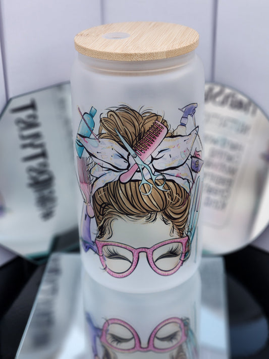 #Hairstylist 16 oz glass Tumbler