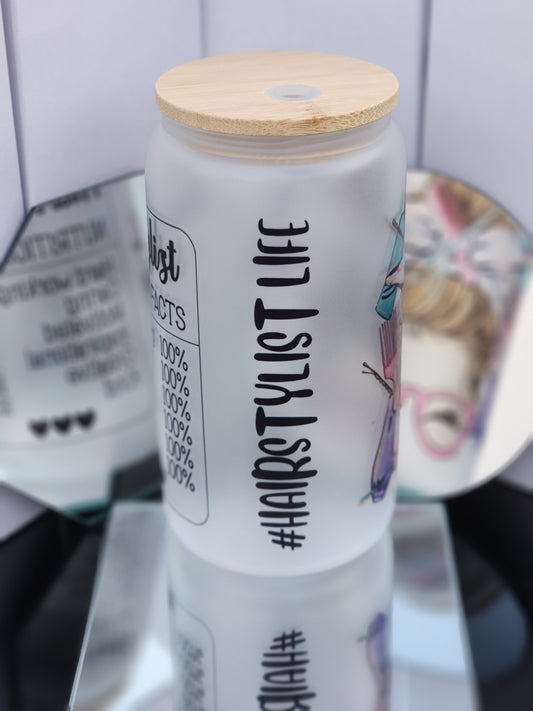 #Hairstylist 16 oz glass Tumbler