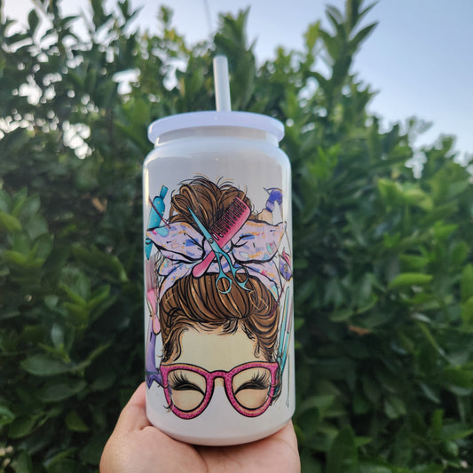 #Hairstylist 16 oz glass Tumbler
